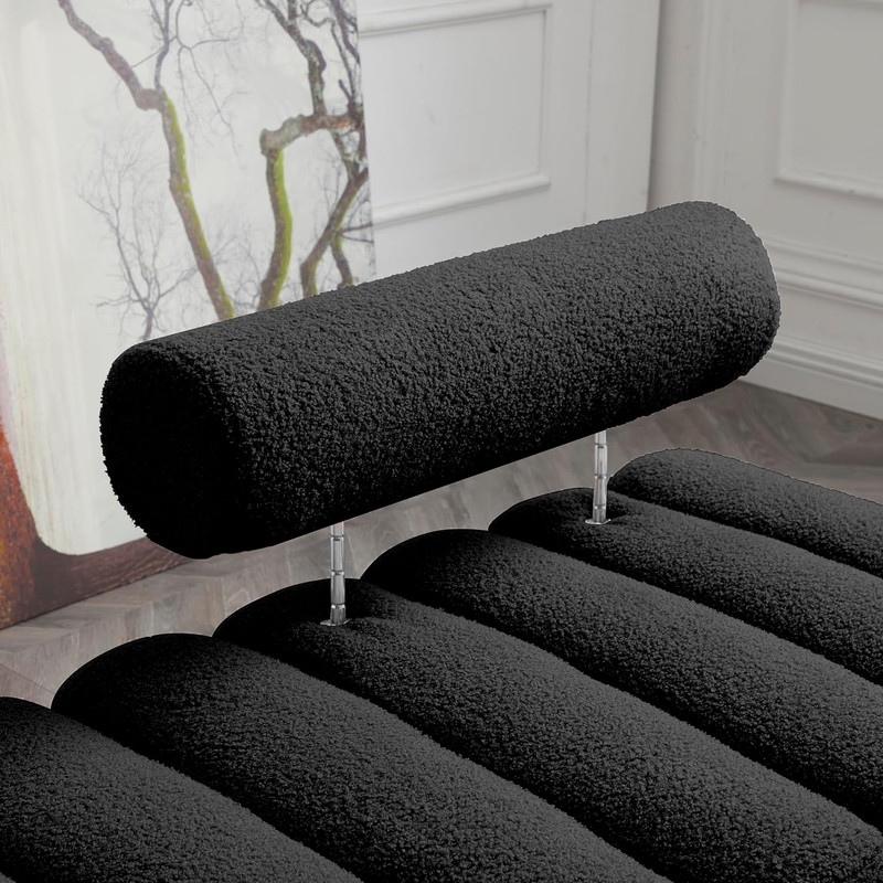 Modern 53.2" Upholstered Entryway Bench with Adjustable Back & Gold Legs, Black gallery