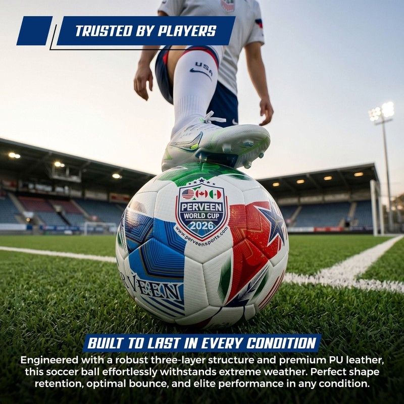 PERVEEN Official Soccer Ball -Professional Match Thermal Bonded. WORLD CUP 2026