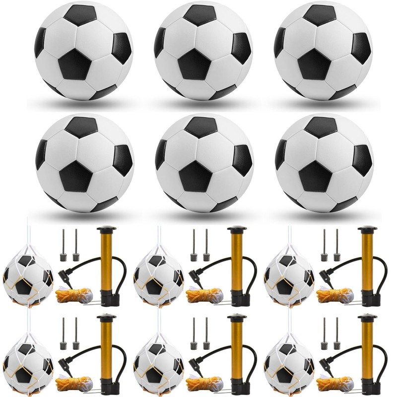6 Pcs Deflated Soccer Ball Bulk with Pump Size 5 Sport Soccer Ball Training B…