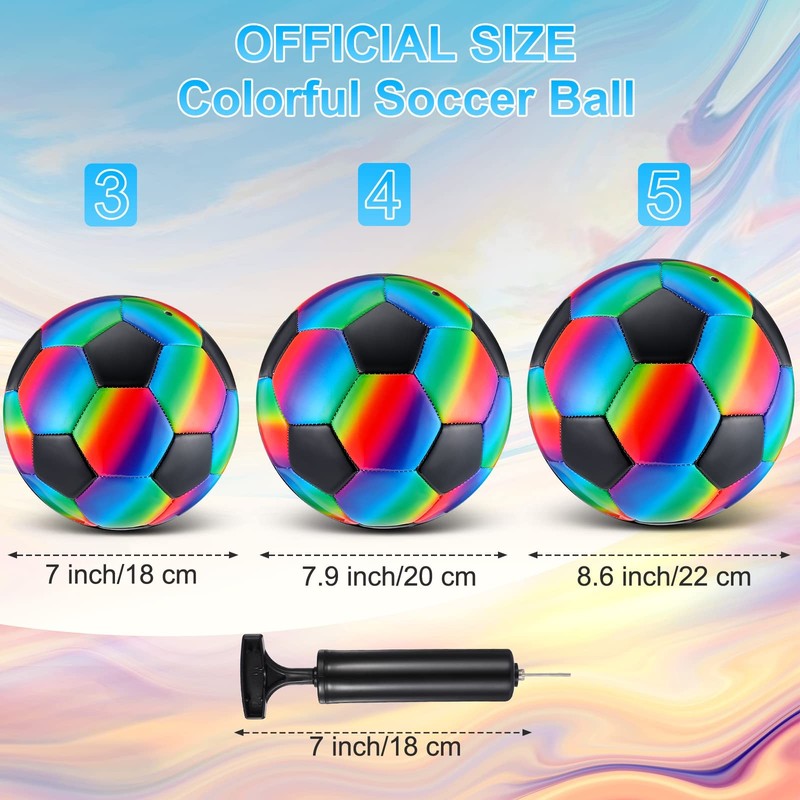 2 Pcs Operation Christmas Bulk Rainbow Soccer Ball with Pump Official Size In... gallery