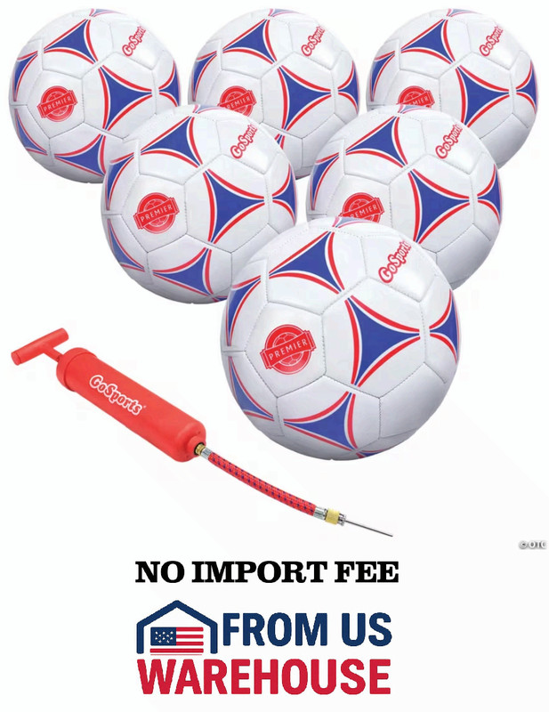 GoSports Size 5 Premier Soccer Ball with Premium Pump - 6 Pack
