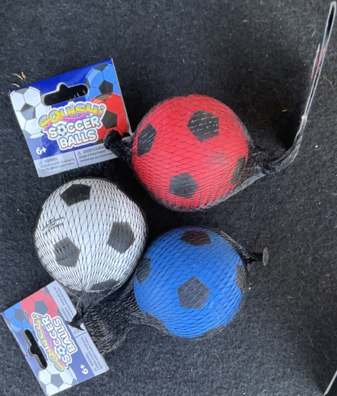 Squisheen Mini Soccer Balls Red White Blue USA Squishy fidget sensory set of 3