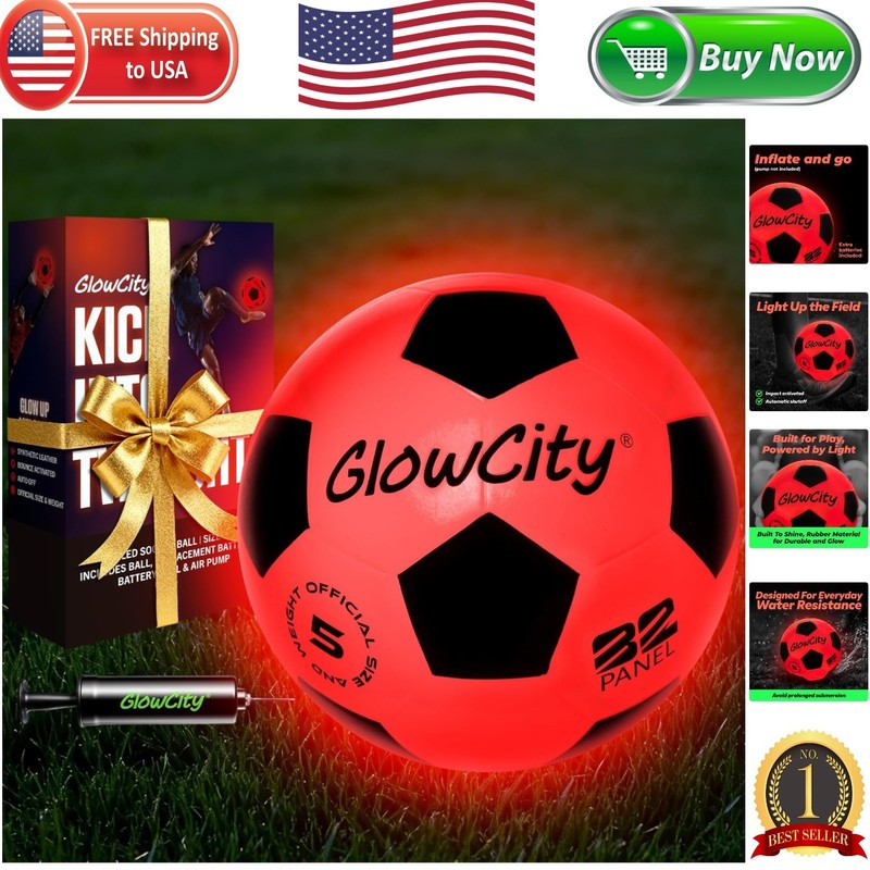 Impact Activated Glow Soccer Ball – Light Up Sizes 3, 4, 5 for Ages 6-14