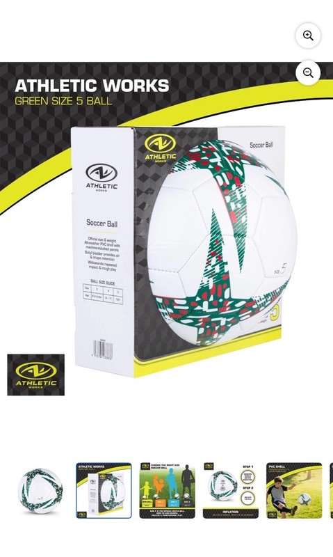 Athletic Works Soccer Ball – Size 5 – White/Blue/Green