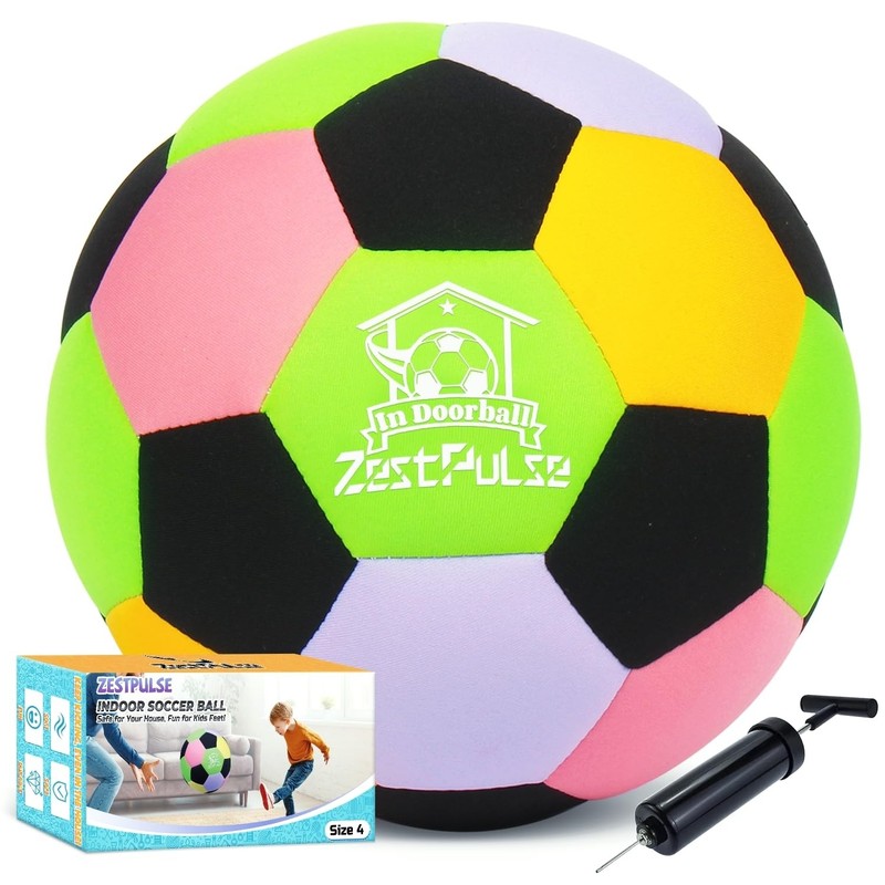 Soft Indoor Soccer Ball Size 4 - Fun Silent House Ball for Kids & Teens Indoo...