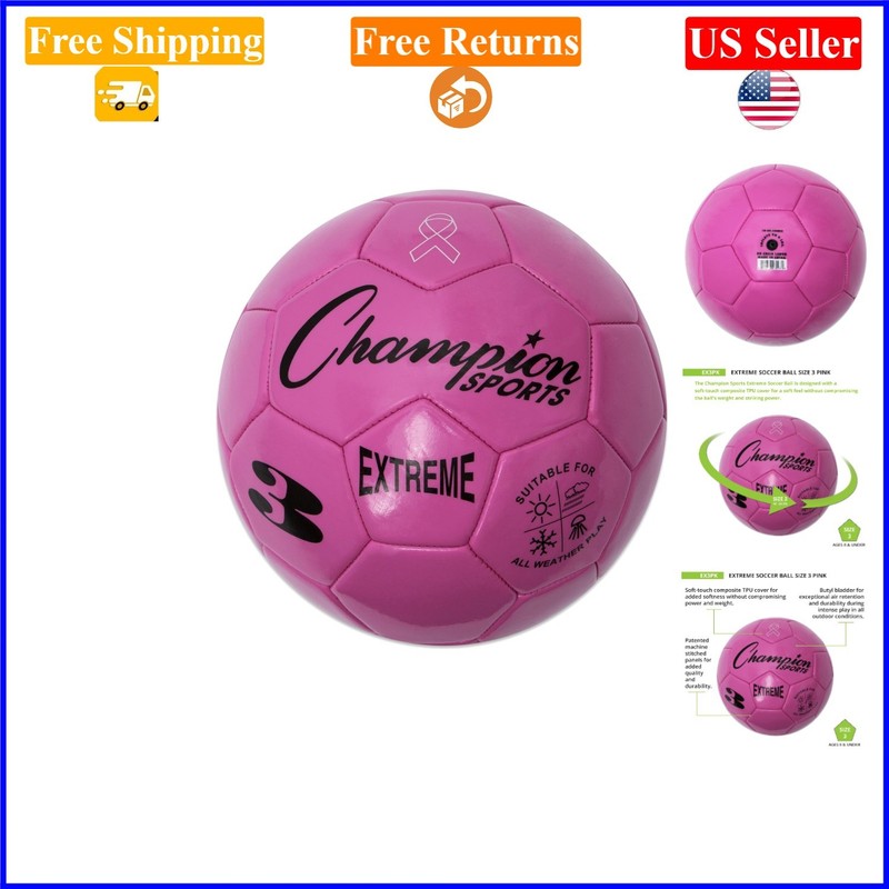Extreme Series Pink Soccer Ball – Size 3, All Weather, Soft Touch