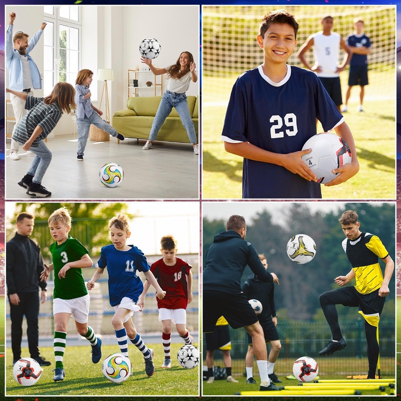 Tradder 4 Pack Operation Christmas Soccer Balls Bulk with Pump Size 3 4 5 Def... gallery
