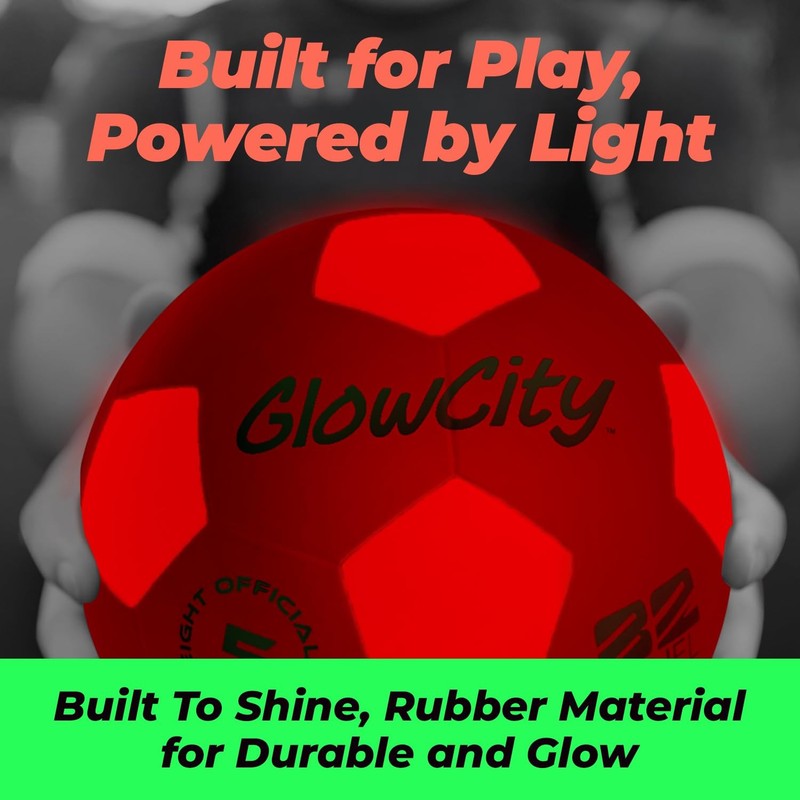 Glow in The Dark Soccer Ball | Light Up Indoor/Outdoor Soccer Ball with 2 LED... gallery