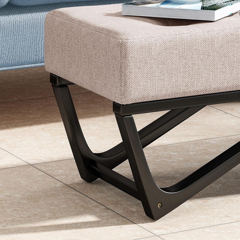 Ball & Cast Modern Tufted Upholstered Entryway Bench Ottoman, 47.5" Padded Bed gallery