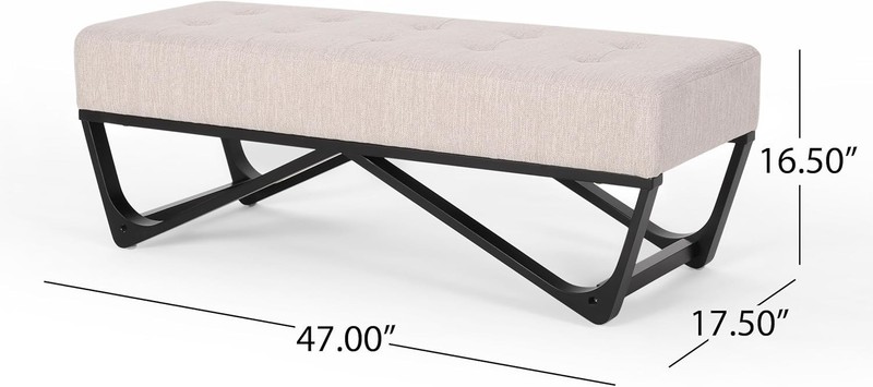 Ball & Cast Modern Tufted Upholstered Entryway Bench Ottoman, 47.5" Padded Bed gallery