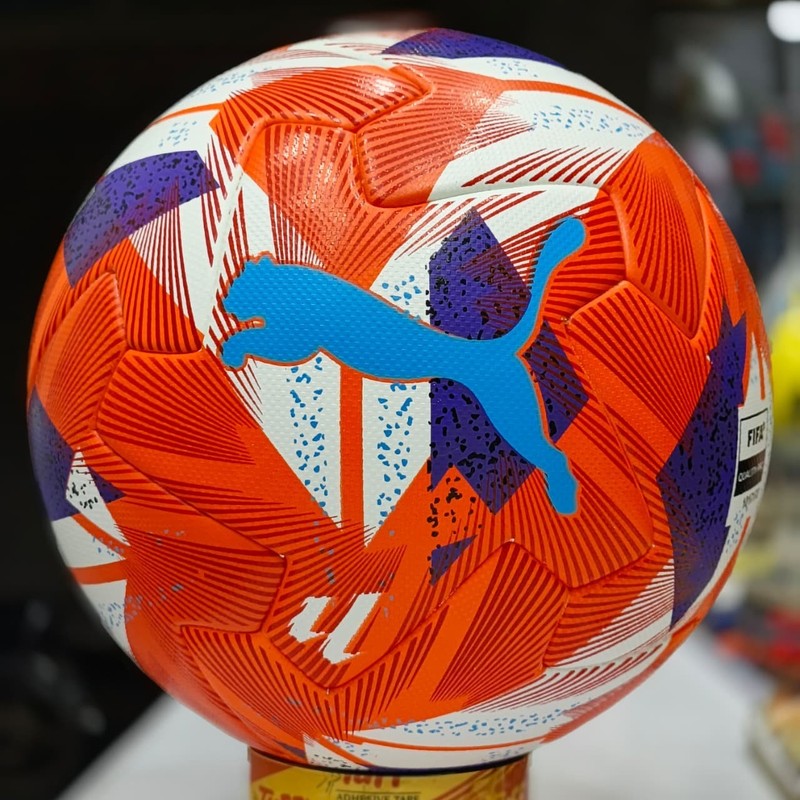 PUMA Orbita LaLiga1 Final Soccer Ball Orange Blue and White Size 5 2024/25 SPAIN