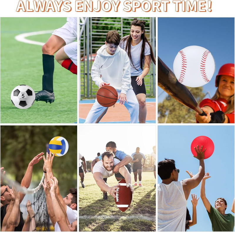 6 Pcs Multi Sport Ball Set Official Size Football Basketball Soccer Volleyball P gallery