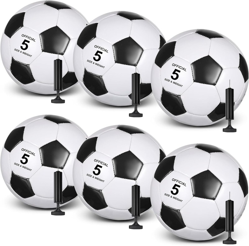 Bulk Soccer Ball Set – 6 Size 5/4/3 Deflated Balls with Pump for All Ages
