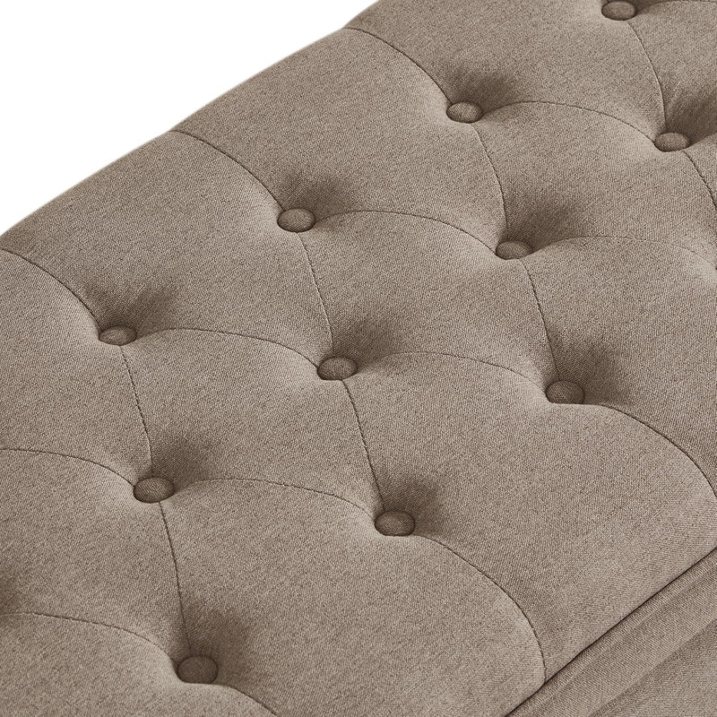 Button Tufted Storage Ottoman with Hinged Lid and Wooden Legs for Living Room gallery