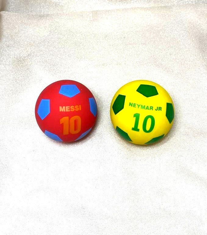 Set of 2 Soccer Star Balls Messi 10 & Neymar Jr 10 – 6cm High Bounce Rubber Ball