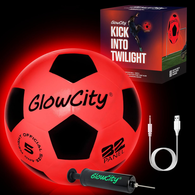Glow in the Dark Soccer Ball – Sizes 3, 4, 5 for Kids, Teens & Adults – Light up