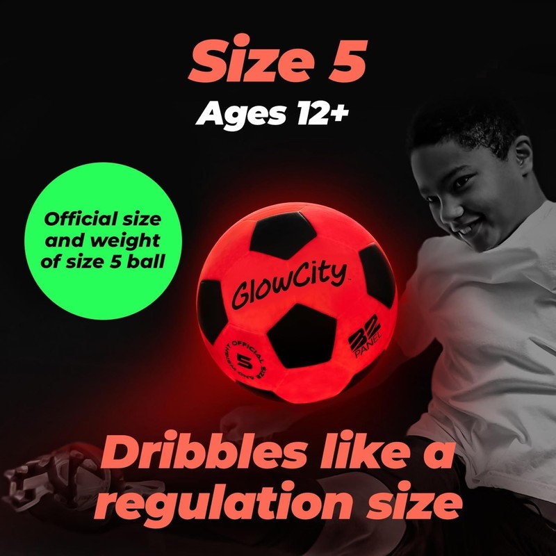Rechargeable Light Up Soccer Ball, Indoor/Outdoor Glow in The Dark Soccer Bal... gallery