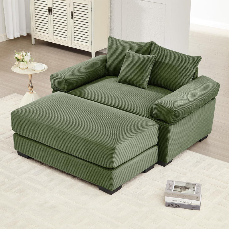 Chic Green Modular Sectional Sofa with Plush Armrests & Cozy Pillows gallery