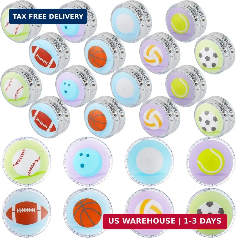 24 Pcs Different Ball Themed Designs Light up Yo Yo Ball Bulk Responsive Ball Au
