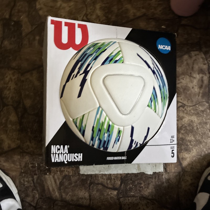 Wilson NCAA Vanquish Soccer Ball Size 5 White Blue Green TPU Textured Cover gallery