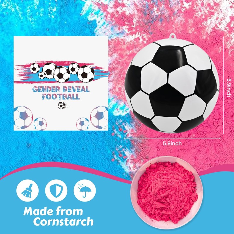 Gender Reveal Soccer Ball Kit Exploding Powder Balls for Baby Showers gallery