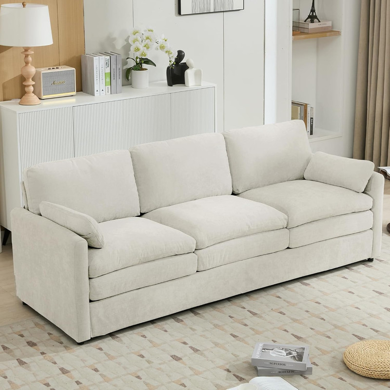 89″ Modular Sectional Sofa – Comfy Cloud Couch with Removable Cushions, Beige