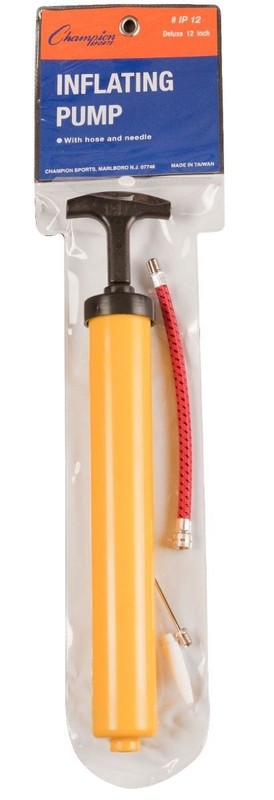 Champion Sports 12″ Plastic Inflating Hand Pump, Hose & Inflation Needle