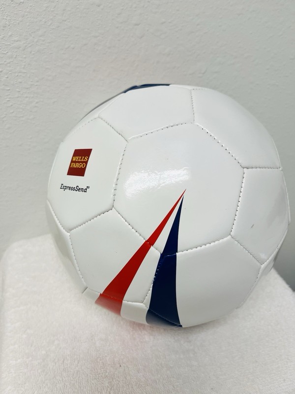 Wells Fargo ExpressSend Official Size 5 Soccer Ball White Red Blue New gallery