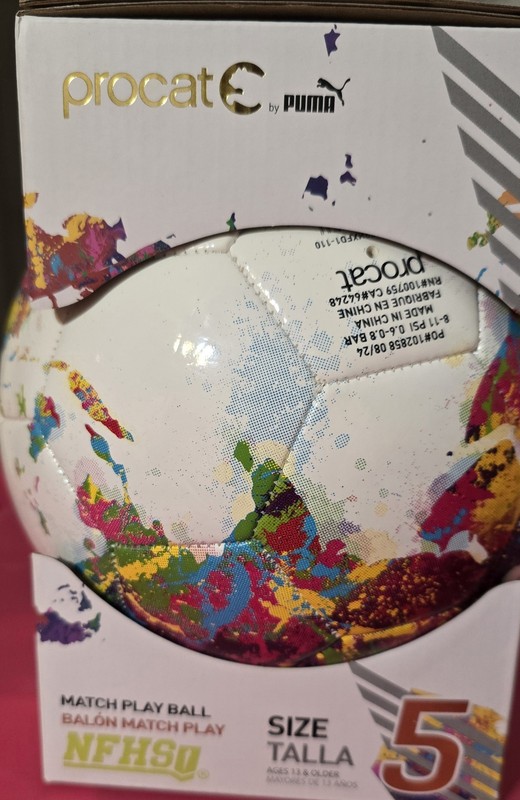 Puma Soccer Ball Pro Cat Size 5 WHITE WITH MULTI Colors NFHS Sport Ball