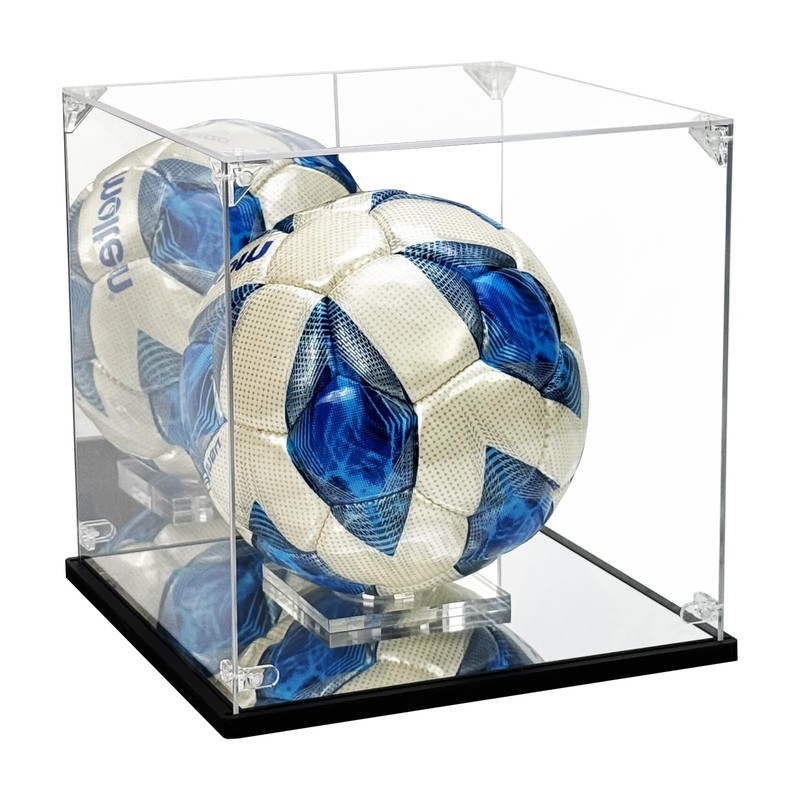 Soccer Ball Display Case – Premium Acrylic, Mirror Back, for Game Balls & Memora