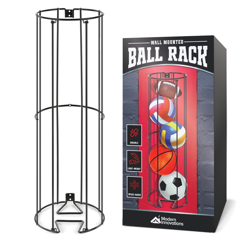 Vertical Ball Storage Rack, Wall-Mounted Garage Sports Equipment Organizer, Socc