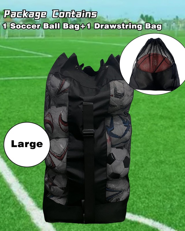 VIPOKO 1/2pcs Soccer Ball Bag,Adjustable Shoulder Strap Extra Large, Black gallery