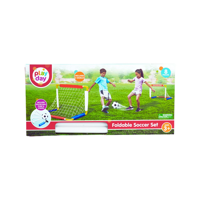 Play Day Foldable Soccer Set - 2 Folding Goals, Ball, Pump & Stakes - Ages 3+ NE gallery