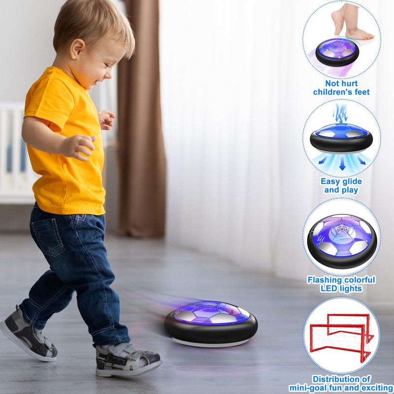 Ancesfun Hover Soccer Ball Set (2-Pack) w/ LED Lights, Foam Bumper, Goals gallery