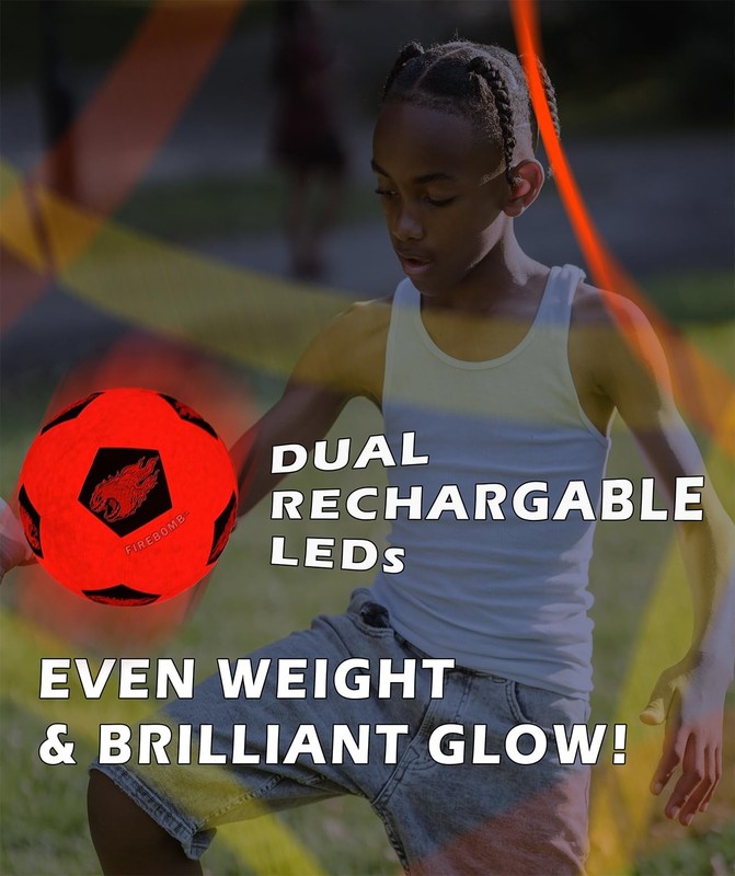 LED Soccer Ball - Rechargeable Light-Up Soccer Ball for Nighttime Fun, Rubber... gallery