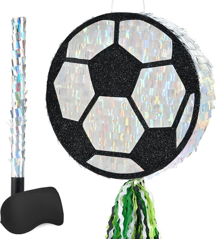Versatile Soccer Piñata Party Set - Includes Blindfold, Stick, and More gallery