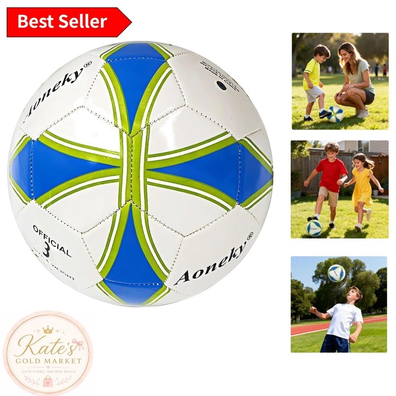 Kids Soccer Ball with Pump – Durable Faux Leather Size 3 for Outdoor Activities