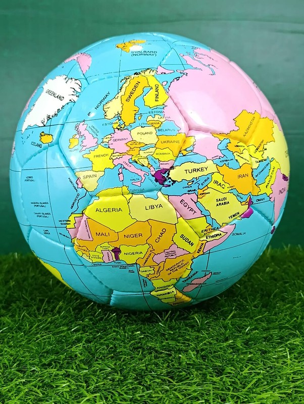 World Map Printed Hand Stitched Size 5 Soccer Ball gallery