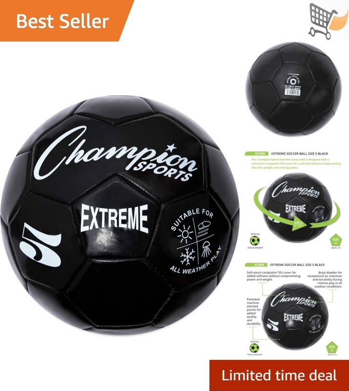 Soccer Ball Rubber Size 5 All Weather High Air Retention Training Game