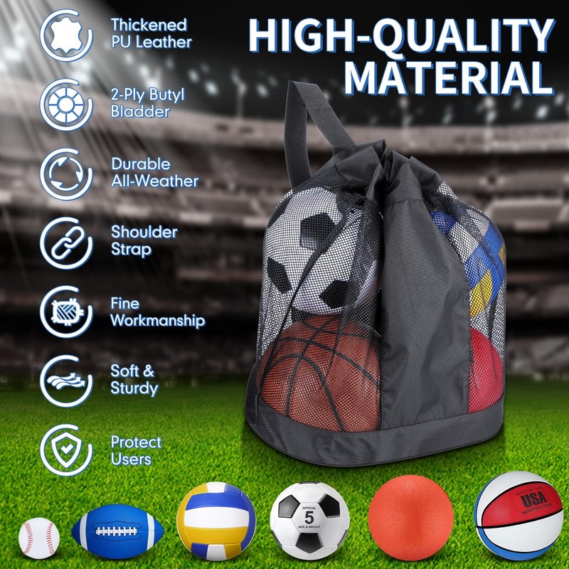 6 Pcs Multi Sport Ball Set Official Size Football Basketball Soccer Volleybal... gallery