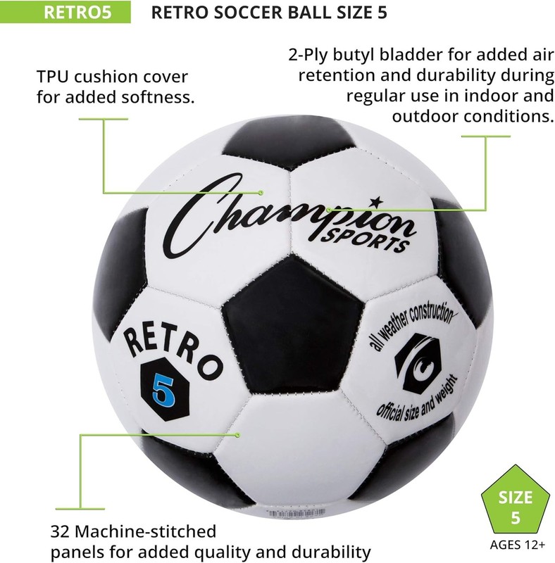 Retro Soccer Ball - Sizes 3, 4 & 5, Soft Touch, All Weather for Indoor/Outdoor gallery