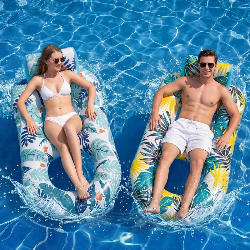 2 Pack Inflatable Heavy Duty Pool Floats Lounger, Giant Pool Floats Adult Siz…