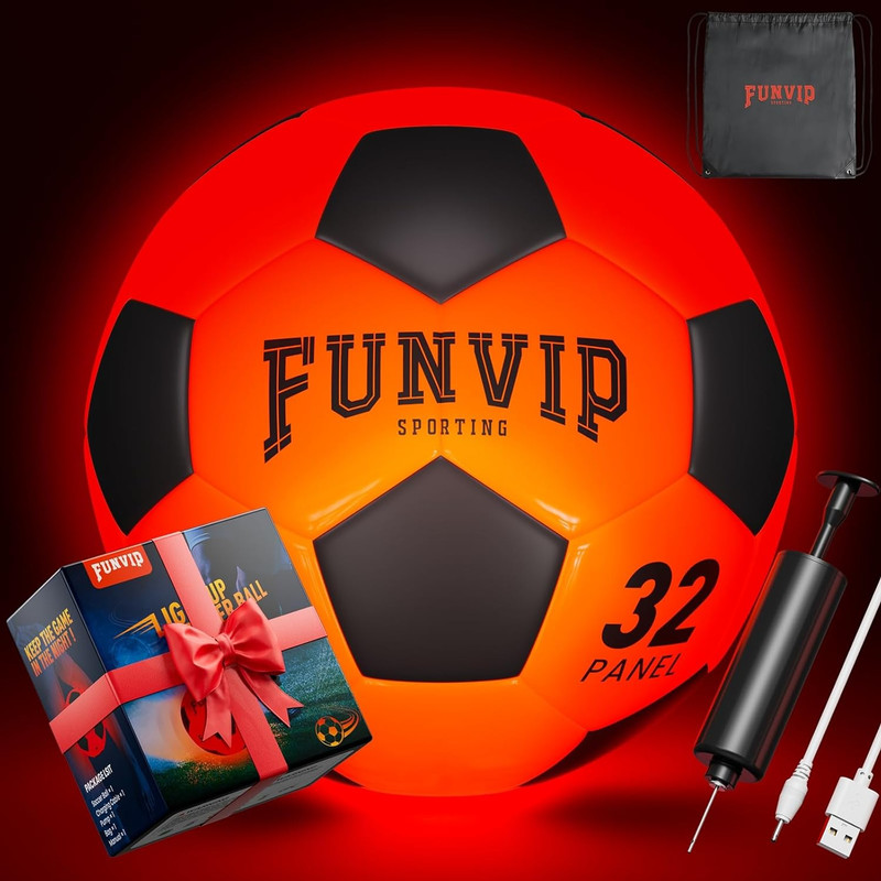 Light Up LED Soccer Ball, Rechargeable Glow in The Dark Soccer Ball with Bag