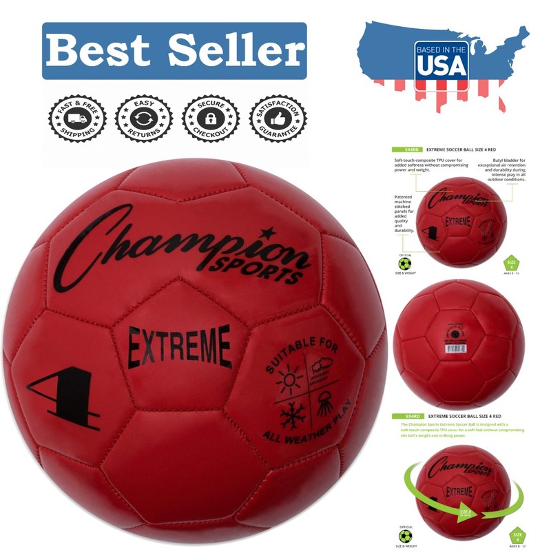 Durable All-Weather Soccer Ball, Size 4 – Perfect for Young Athletes Ages 8-12
