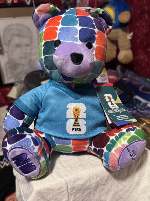 FIFA World Cup set Multicolor Plush Bear Set w/ Soccer Ball w/sounds & Trophy. gallery