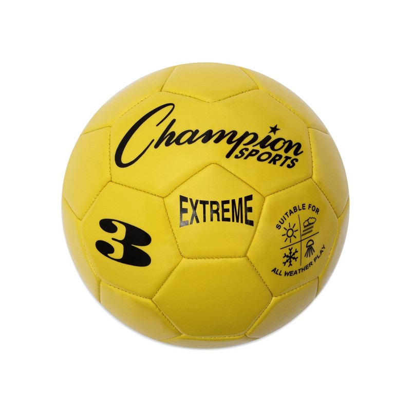 Size 3 Yellow All Weather Soccer Ball for Kids Recreational Play