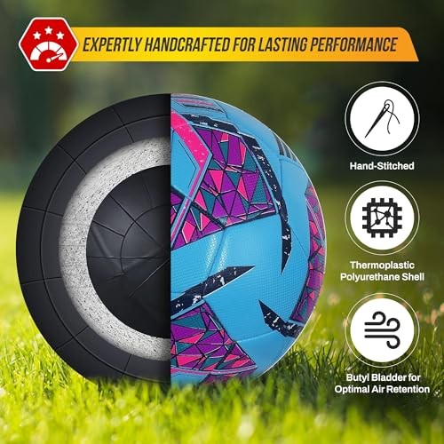 Reflect Pro Soccer Ball Size | Hand-Stitched Shiny TPU Sky Blue Pack of 1 gallery