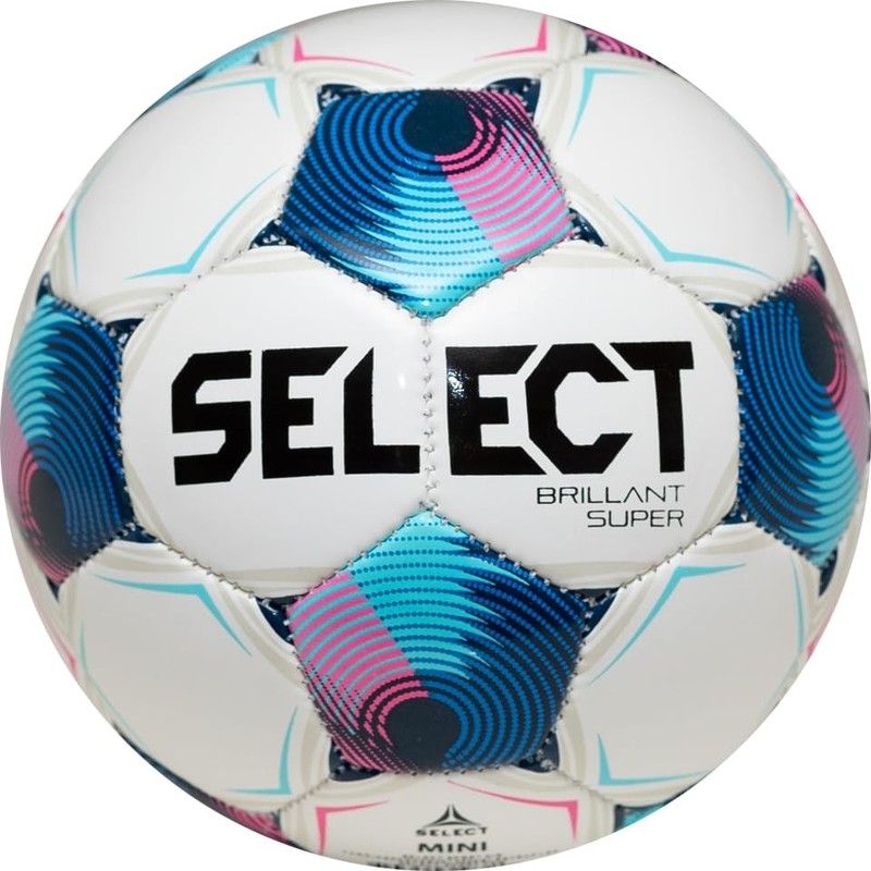 Brillant Super Skills Trainer Mini Soccer Ball, White/Blue/Pink V25, Size 1