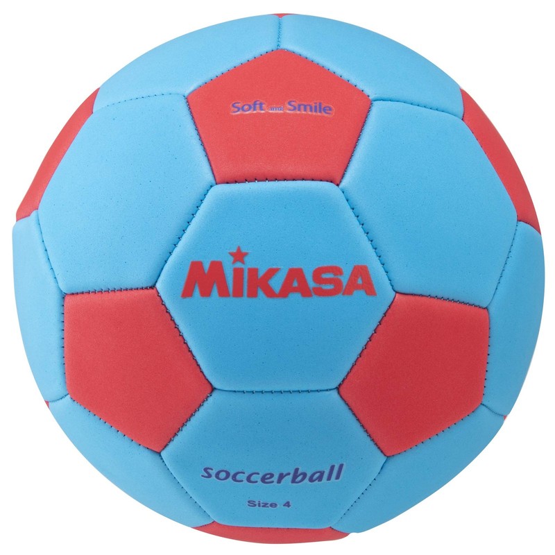 Smile Soccer Ball, Size 4, Machine-Stitched, Blue/Red, STPEF4-SBLR, 0.20-0.30kgf