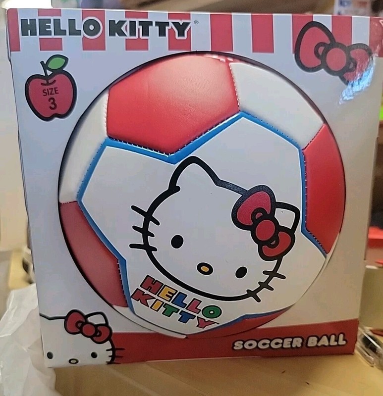 Hello Kitty Size 3 Soccer Ball- White/red/blue -Brand New